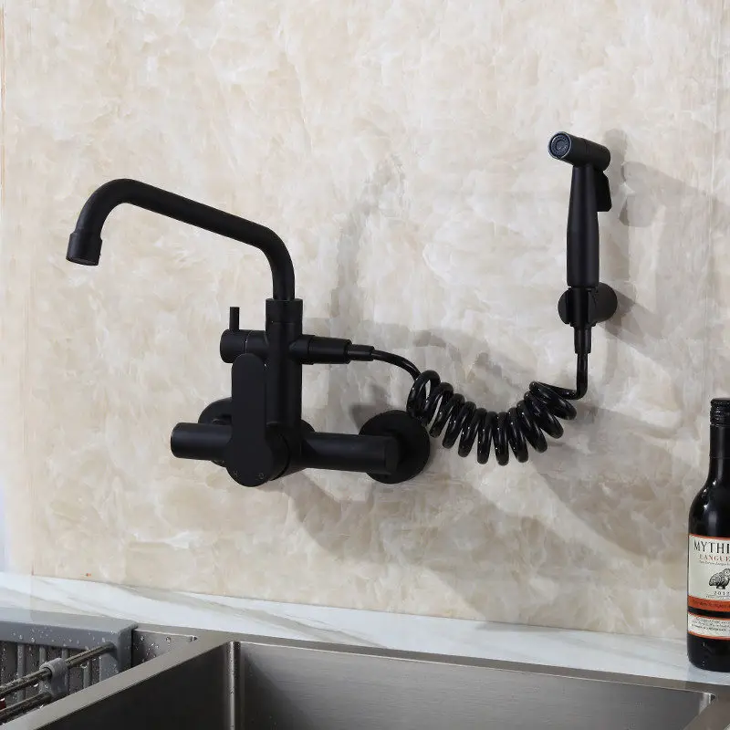 Kitchen Faucet Hot Cold Sink Mixer Tap Washing Basin Wall