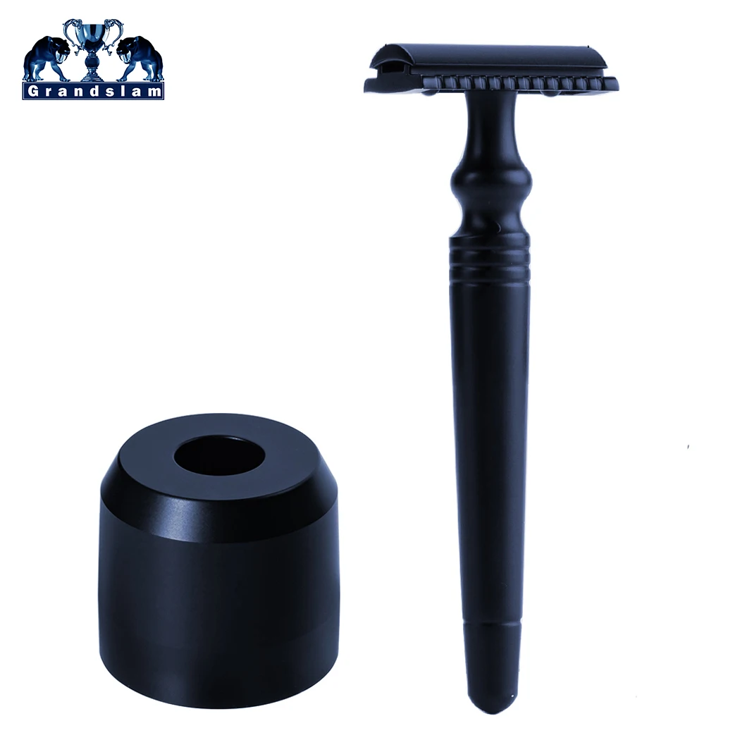Grandslam Double Edge Safety Razor Blcak Alloy Handle Men's Classic Manual Shaving Shaver Holder Come with 10 Free Blades | Красота и