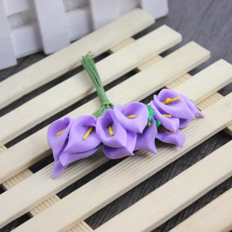 12 шт./лот 2,5 см маленький букет из искусственной ткани Калла свадебное украшение DIY декоративный венок поддельные цветы - Цвет: purple