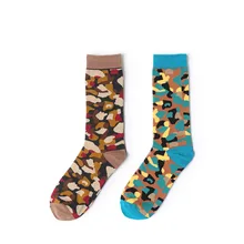 Новые мужские и женские хлопковые носки, цветные камуфляжные забавные носки для пар