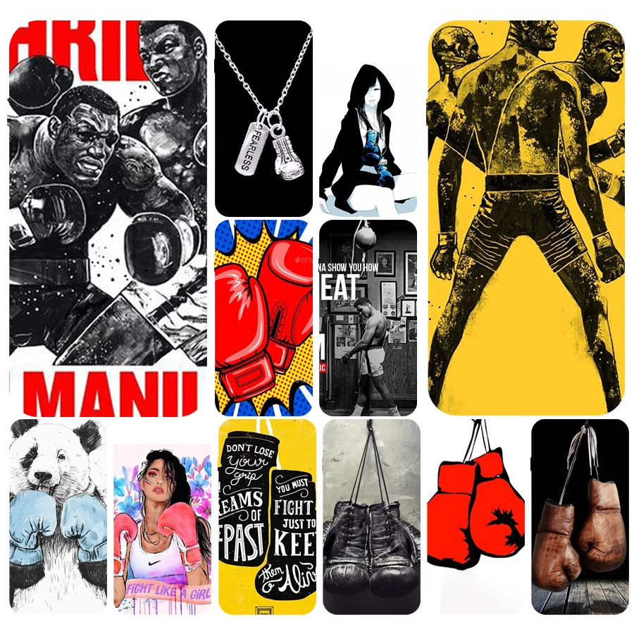 

058FG Cartoon Boxing Girl Gloves Soft TPU Silicone Cover Case For Apple iPhone5 5s se 6 6s 7 8 plus x xr xs max