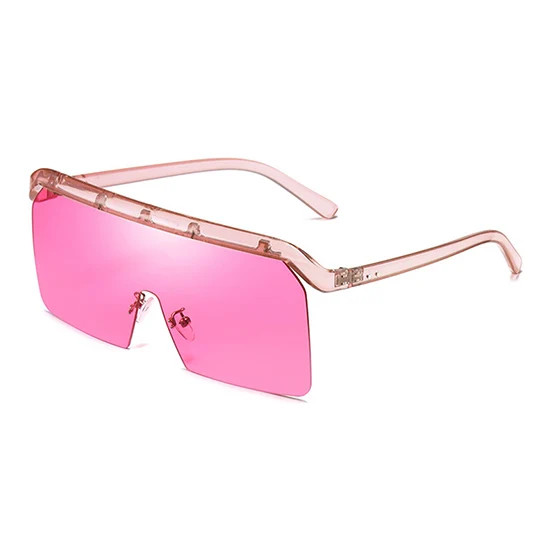 Шауна негабаритный половина рамки солнцезащитные очки для женщин Мода Goggle Солнцезащитные очки для мужчин UV400 - Цвет линз: Clear Pink