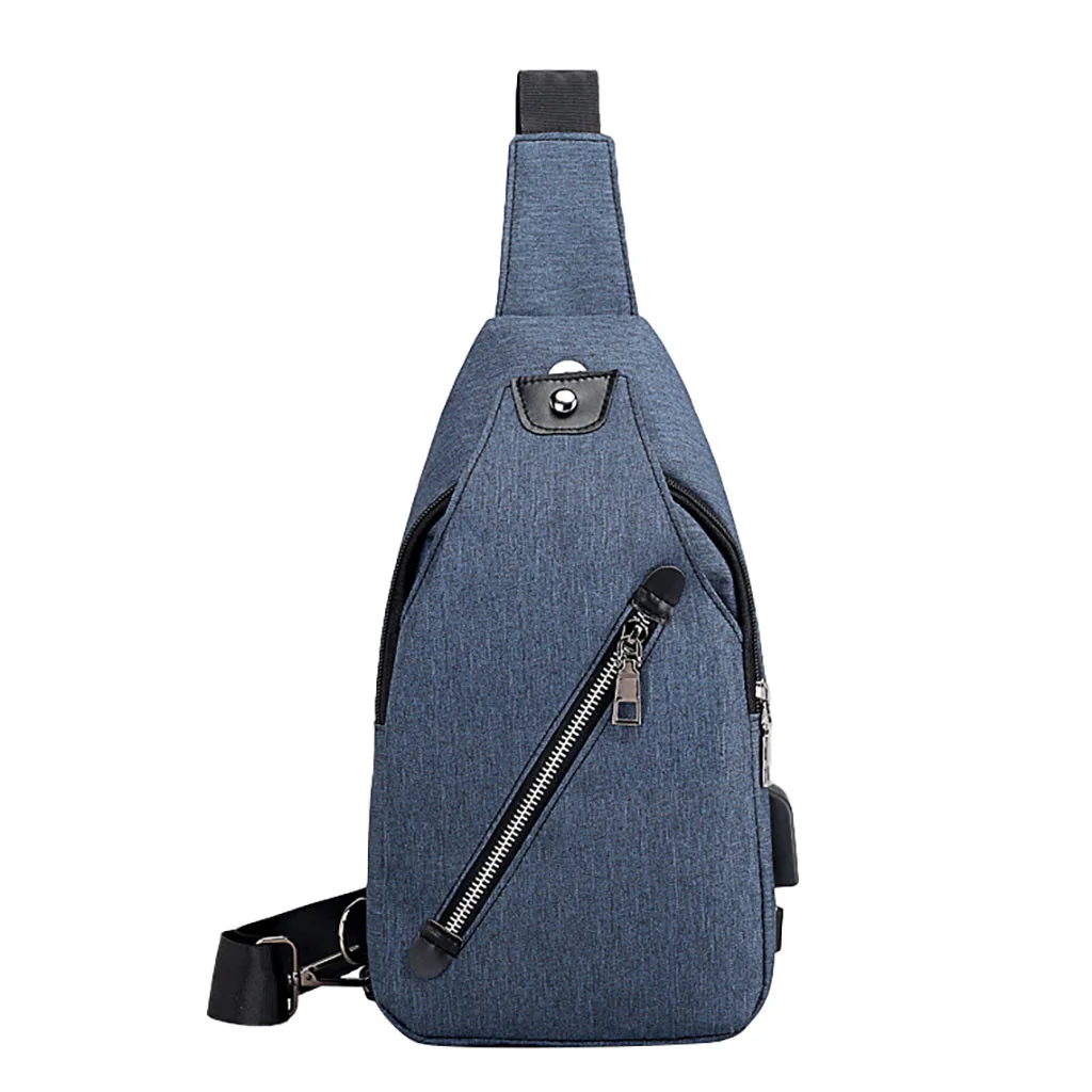

Male Shoulder Bags USB Charging Crossbody Bags Men Outdoor Oxford Cloth Chest Bag School Summer Short Trip Messengers Bag