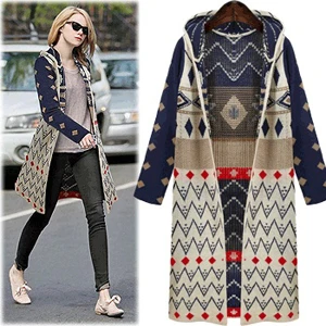 

Free Shipping 2019 Autumn Winter Clothes Sweater Coat European and American Female Loose Cardigan Sweater Long Hooded