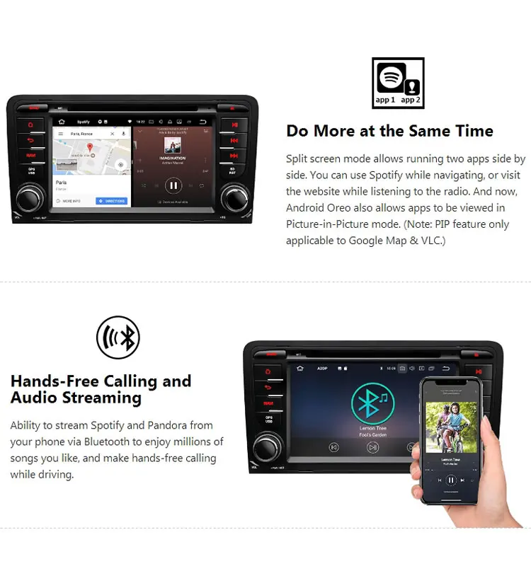 Excellent 7" Android 8.0 Oreo OS Car DVD Multimedia GPS Radio for Audi A3 2003-2012 & Audi S3 2003-2012 with Full Video Output Support 4