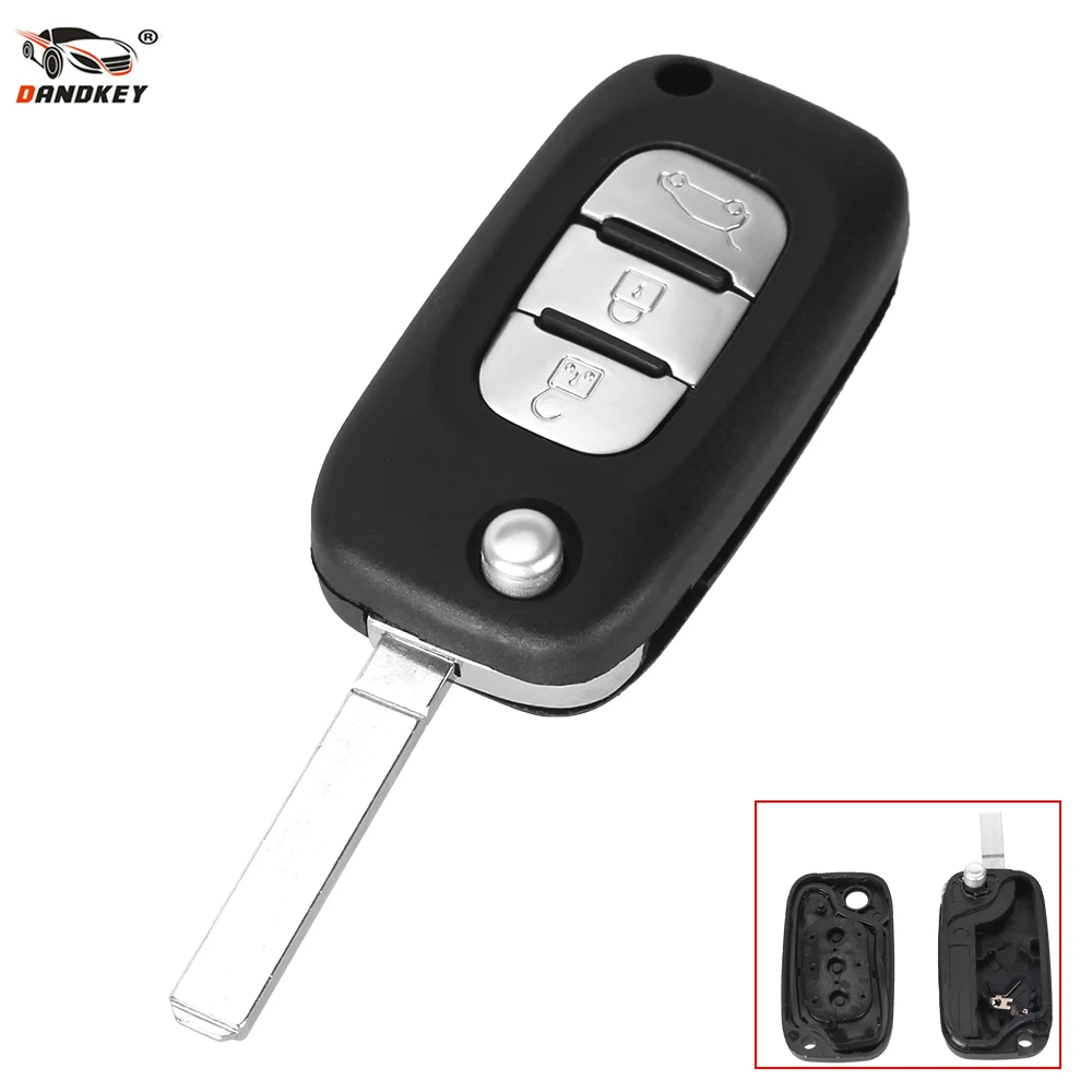 

DANDKEY 3 Buttons Remote Flip Key Shell Cover For Renault Clio 3 Megane 3 Kangoo Modus Car Key Case Shell Fob Replacement
