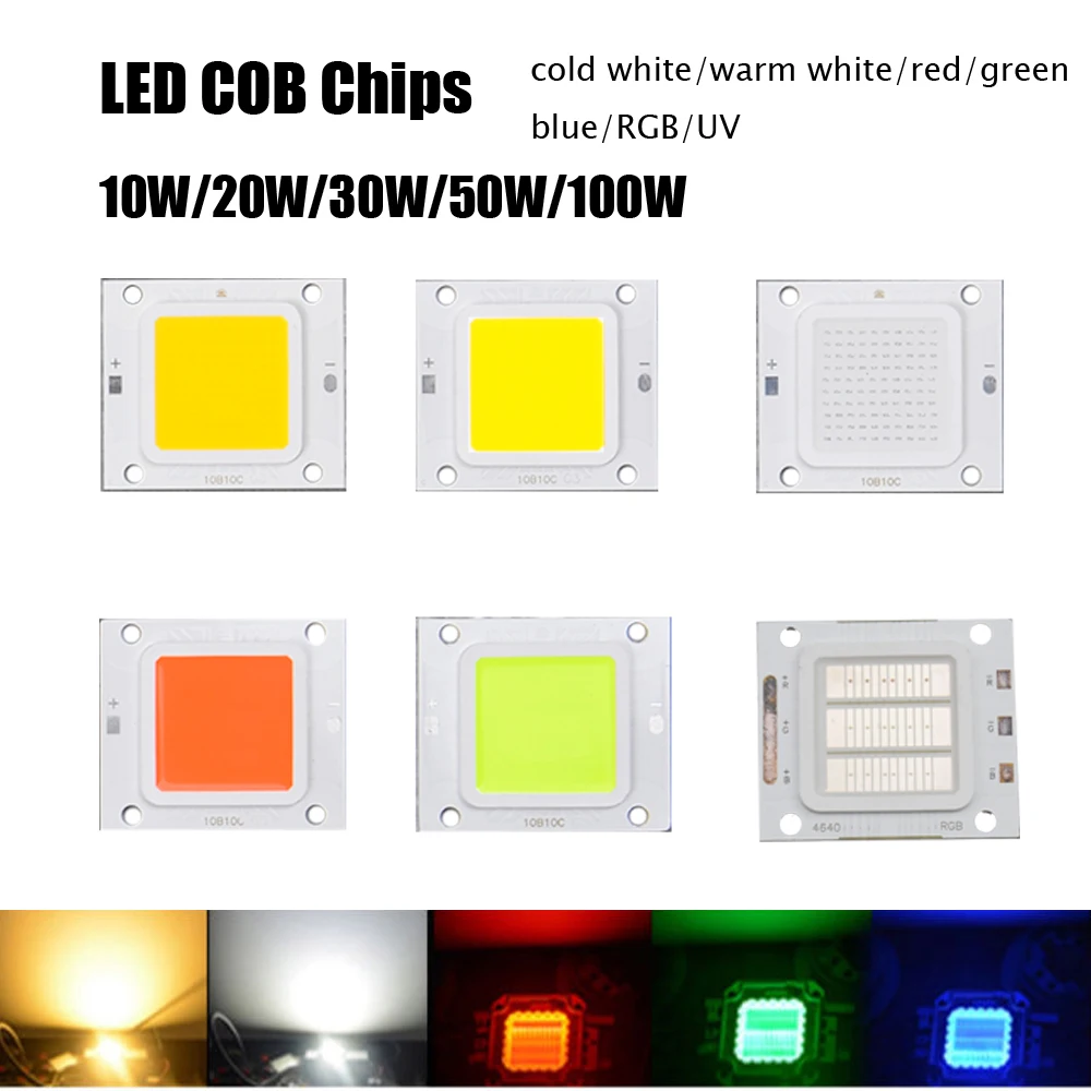 10 Вт 20 30 50 100 высокомощный SMD светодиодный светильник RGB УФ COB лампа сделай сам
