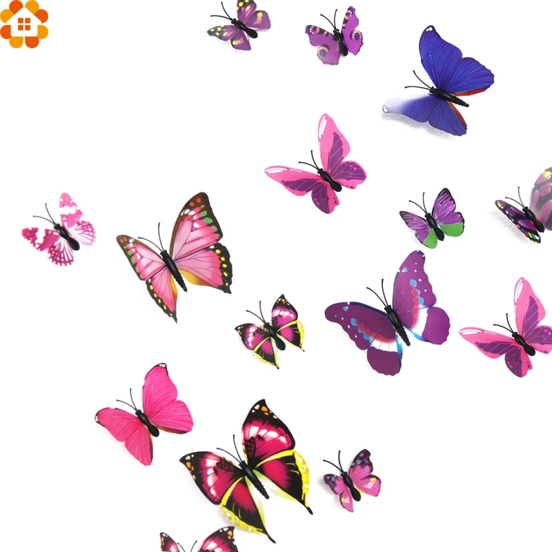 

New Arrival!12PCS/Set DIY 3D PVC Magnet Butterfly Wall Stickers For Home Garden Decoration/Kids Rooms/Wedding Party Decorations