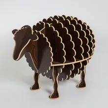 100% wood sheep animal table European DIY Arts Crafts Home Decorative wood craft gift desk self-build puzzle furniture decor
