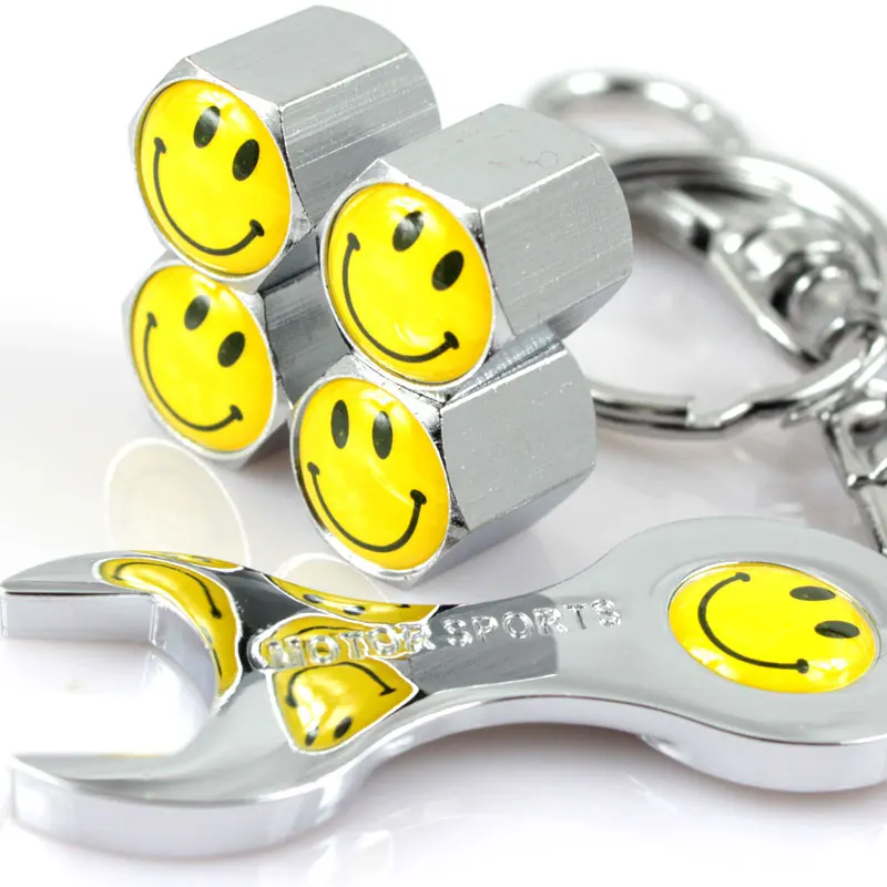 

4Pcs/lot Auto Metal Tire Valve Caps Smile Logo Car Tyre Air Stems Cap Automobile Motorcycle Tire Accessories Car Styling