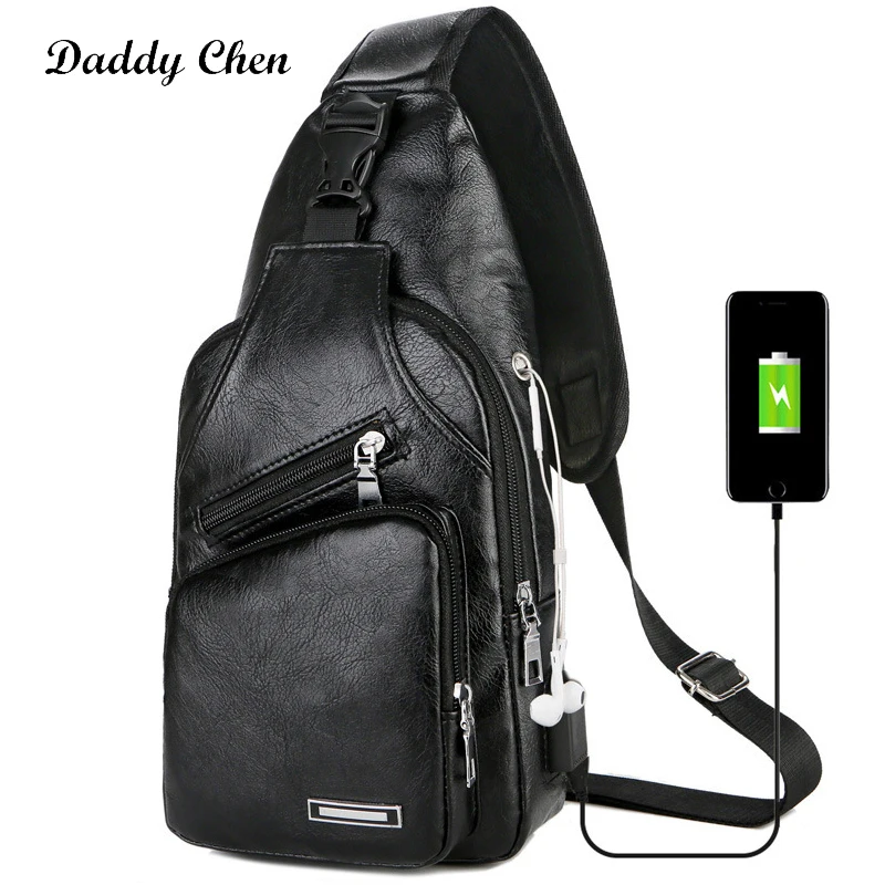 Daddy Chen Casual Messenger Crossbody Bag Mens PU Leather School Bag ...