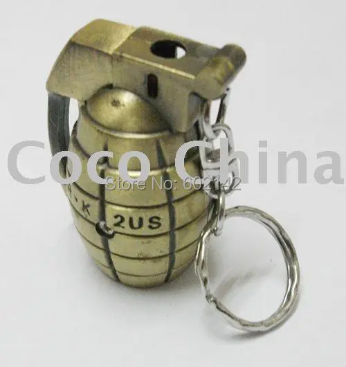 Free shipping! Novelty HAND GRENADE Gas Butane Lighter with KEYCHAIN