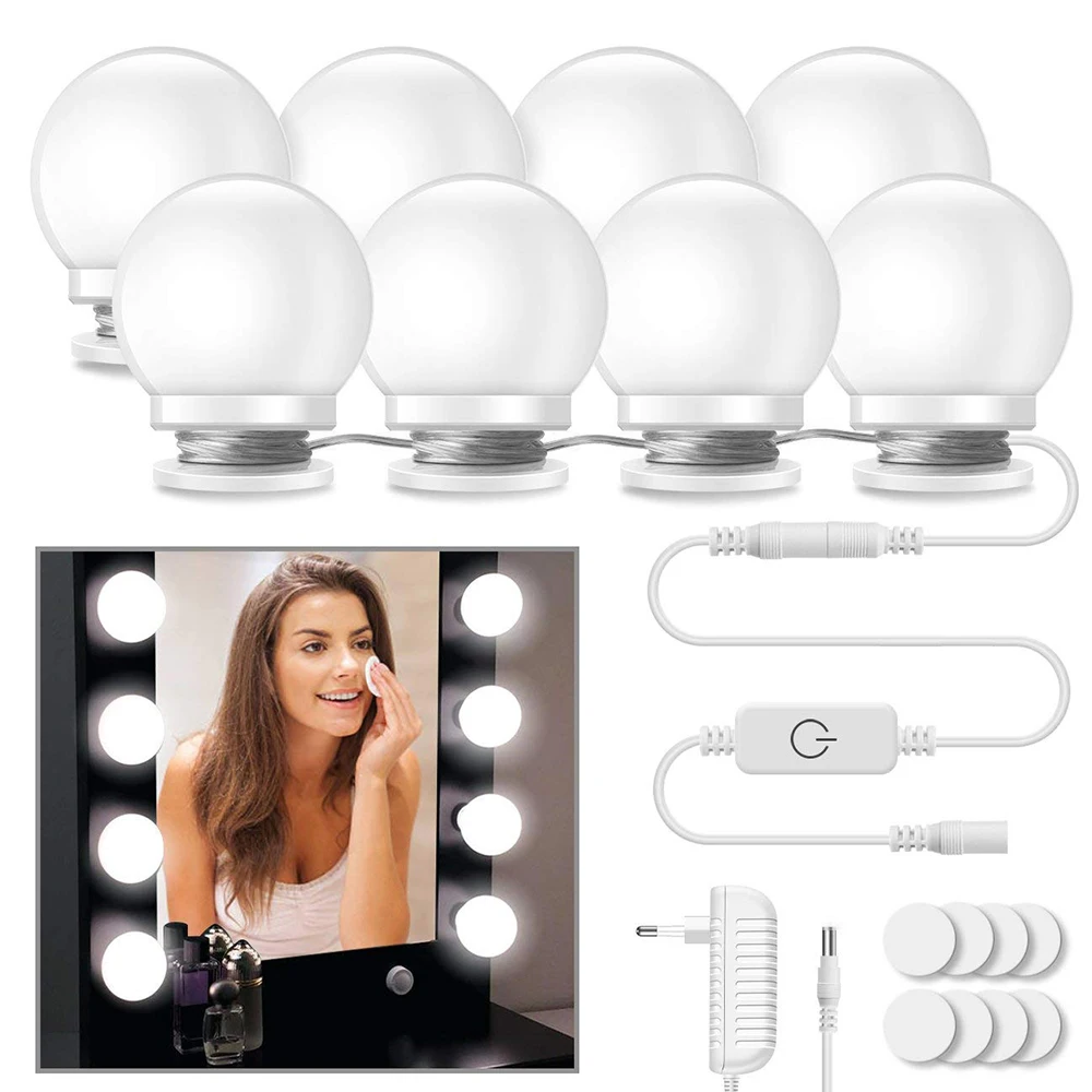 

Makeup Mirror Vanity LED Light Bulbs Kit 10 led Bulbs Cosmetic Make up Mirrors Bulb Adjustable Brightness Beauty Mirror