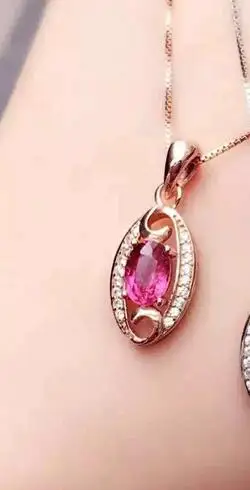 KJJEAXCMY бутик Драгоценности S925 для женщин с натуральным камнем, ожерелье из турмалина, ожерелье с подвеской, ожерелье и цепь - Цвет камня: Золотой