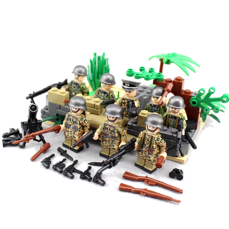 

WW2 Military Army Soldier Figures Building Blocks German Assault Special Force Weapon Helmet Accessories Bricks Toy for Children