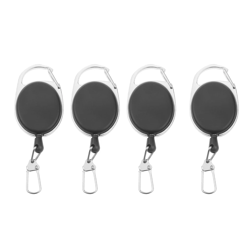 4 Pieces Retractable Keyring Extendable Metal Wire 60cm Keychain Clip Pull Key Ring Anti Lost ID Card Holder Key Chain