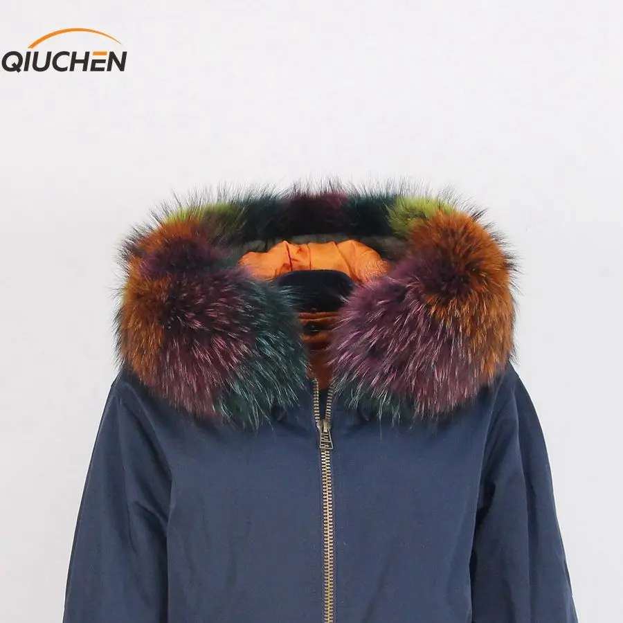 QIUCHEN PJ5028 2019 г. Новое поступление высокое качество Воротник из 100% гусиного меха