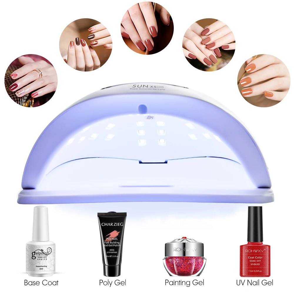  ROHWXY UV LED Nail Lamp Manicure 80W Nail Dryer For All Nail Gel Polish Ice Lamp With LCD Display F