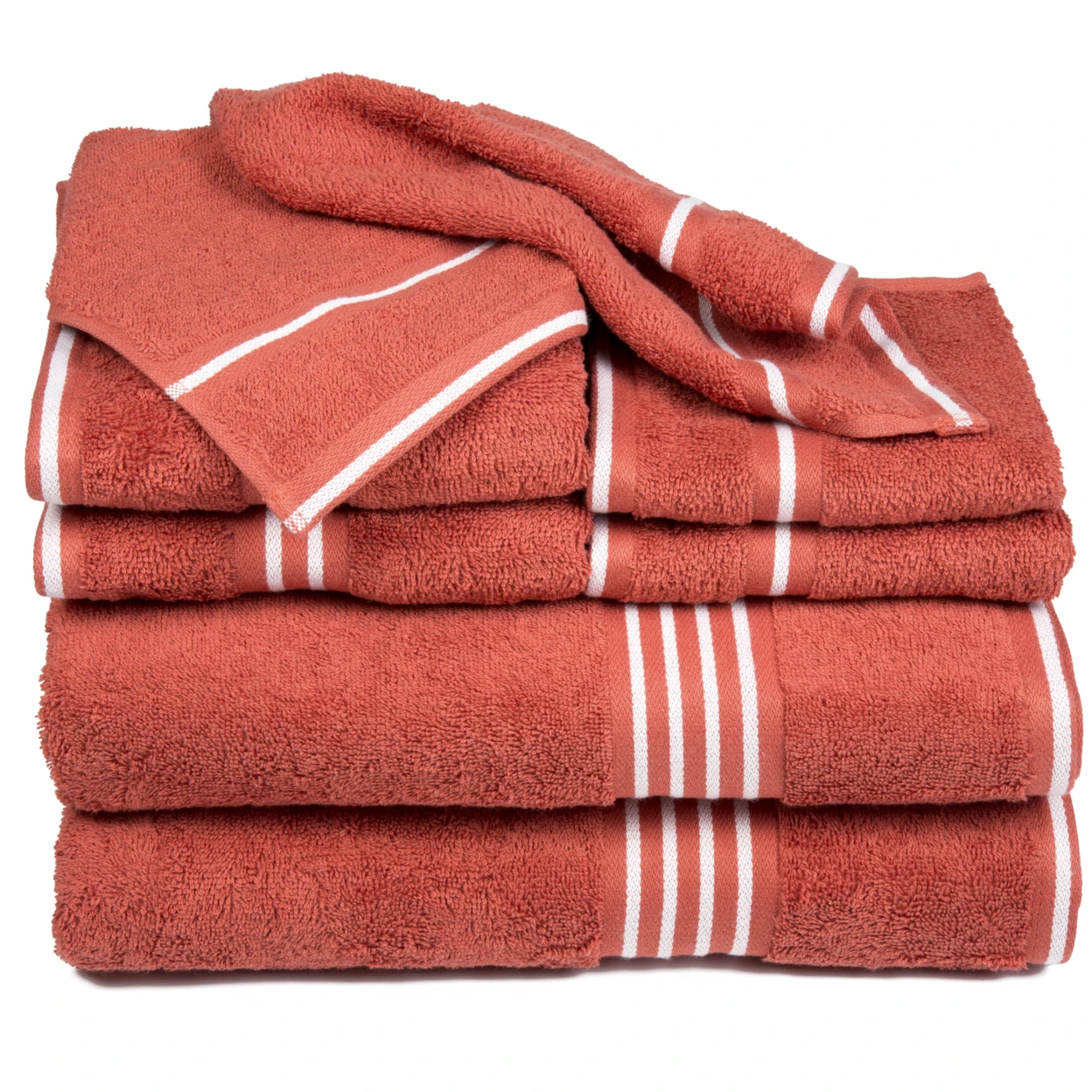 Lavish Home Rio 8 Piece 100% Cotton Towel Set - Brick (2)