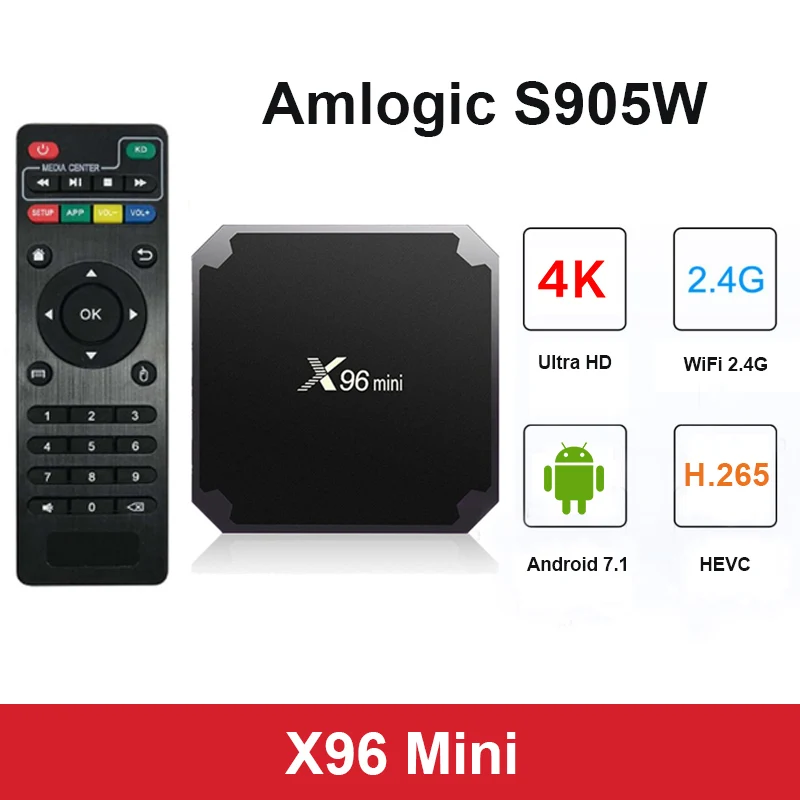 Смарт тв приставка Андроид 7.1.2 X96 mini smart tv box 8/16 Gb память, 4K ТВ Бокс 4K*2K четырехъядерный Amlogic S905W поддерживает 2.4WIFI+IR кабель