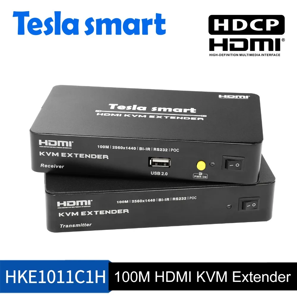 Tesla Smart многофункциональный KVM удлинитель HDMI 100 M HDMI KVM+ аудиоудлинитель CAT5e/6(1 удлинитель TX+ 1 удлинитель RX