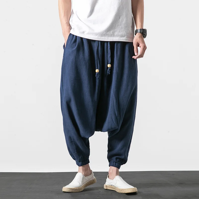 Chinese style men's wide-leg pants Thailand Nepal loose national harem pants linen lanterns big beach pants summer Chinese style men's wide-leg pants Thailand Nepal loose national harem pants linen lanterns big beach pants summer