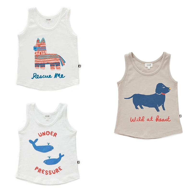 

EnkeliBB Brand Design Toddler Boys Summer Tank Girls Cartoon Pattern T-shirt BOBO Choses 2018 Tiny Cottons New T shirts Unisex