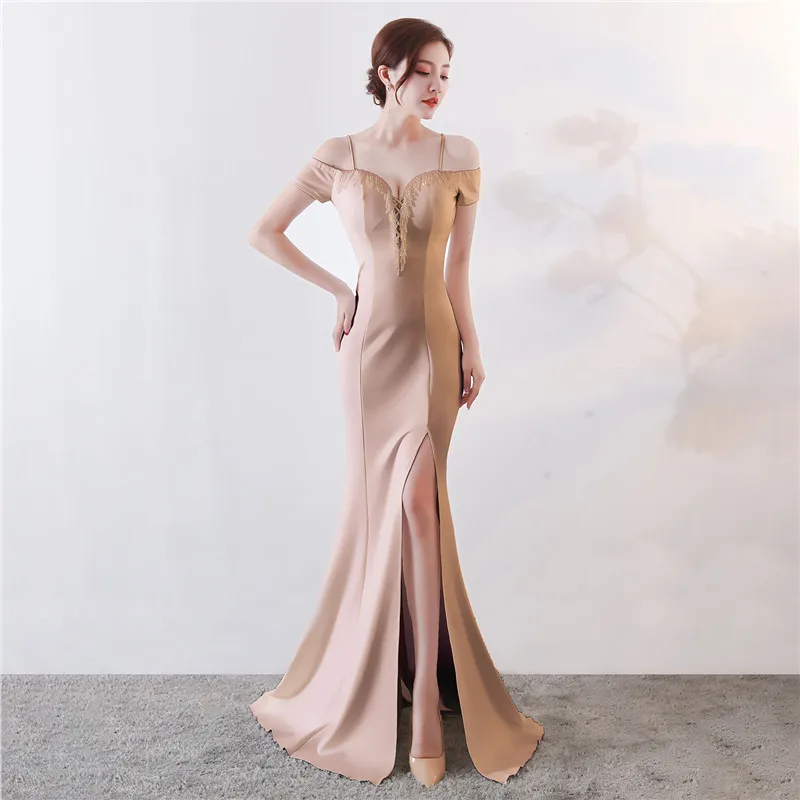 Это Yiiya черное розовое вечернее платье в пол с коротким рукавом элегантное платье с вырезом лодочкой длинное вечернее платье C068 - Цвет: as picture