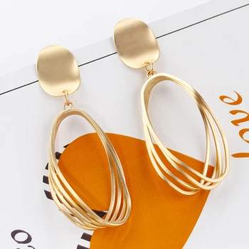 

AENSOA Trendy Alloy Earrings 2019 Fashion Jewelry Layered Gold Color Earrings For Women Long Geometric Drop Earrings Brincos