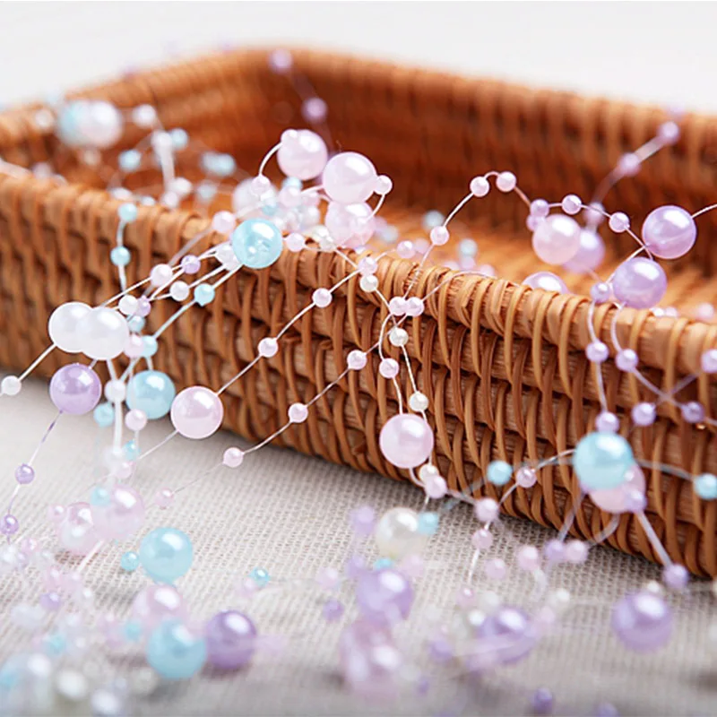 

Loose Beads 2Yard/Lot Pearl Beads 7 Colors Household Garment Accessories High Quality Beads Smooth Bright Colour 190505