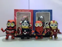Hot Sale The Avengers Q version Minion Style Captain America Iron Man Spiderman Deadpool action figures toys model Wholesale