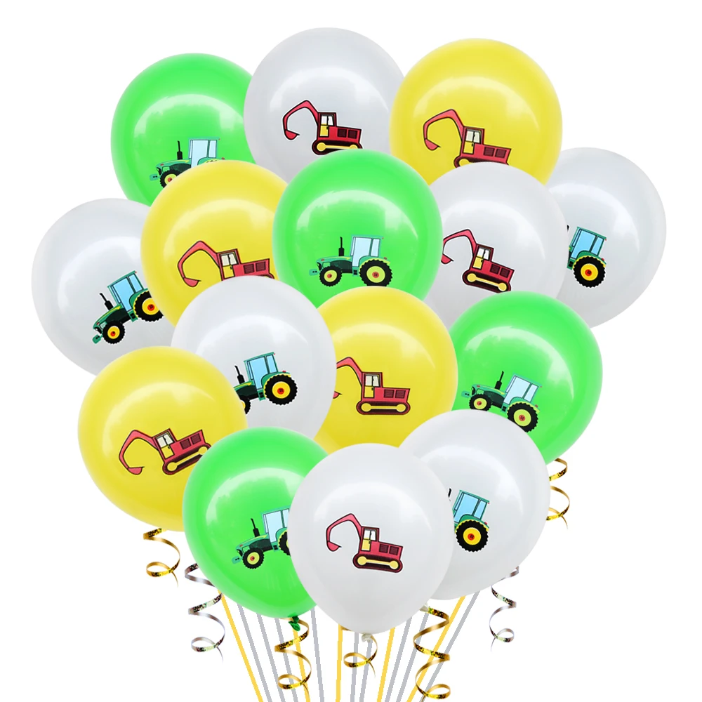 

10Pcs Excavator Tractor Sequin Latex Balloons Children Birthday Party Decoration Helium Balloon Baby Shower Party Supplies Globs