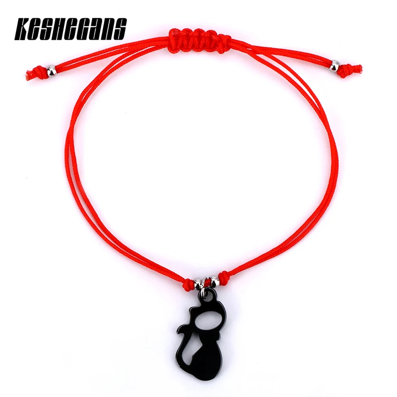 

Lovely Ceramic Pet Cat Black Red Rope Bracelet For Women Girl Fashion Jewelry Lucky Gifts Black White Pet Adjustable Bracelets