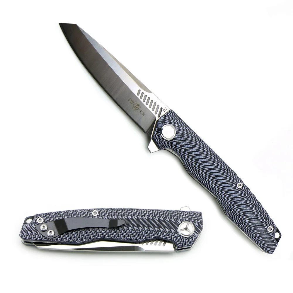 

TWOSUN TS16 3.858" D2 blade flip tactical folding knife G10 handle camping pocket knife outdoor survival EDC tools