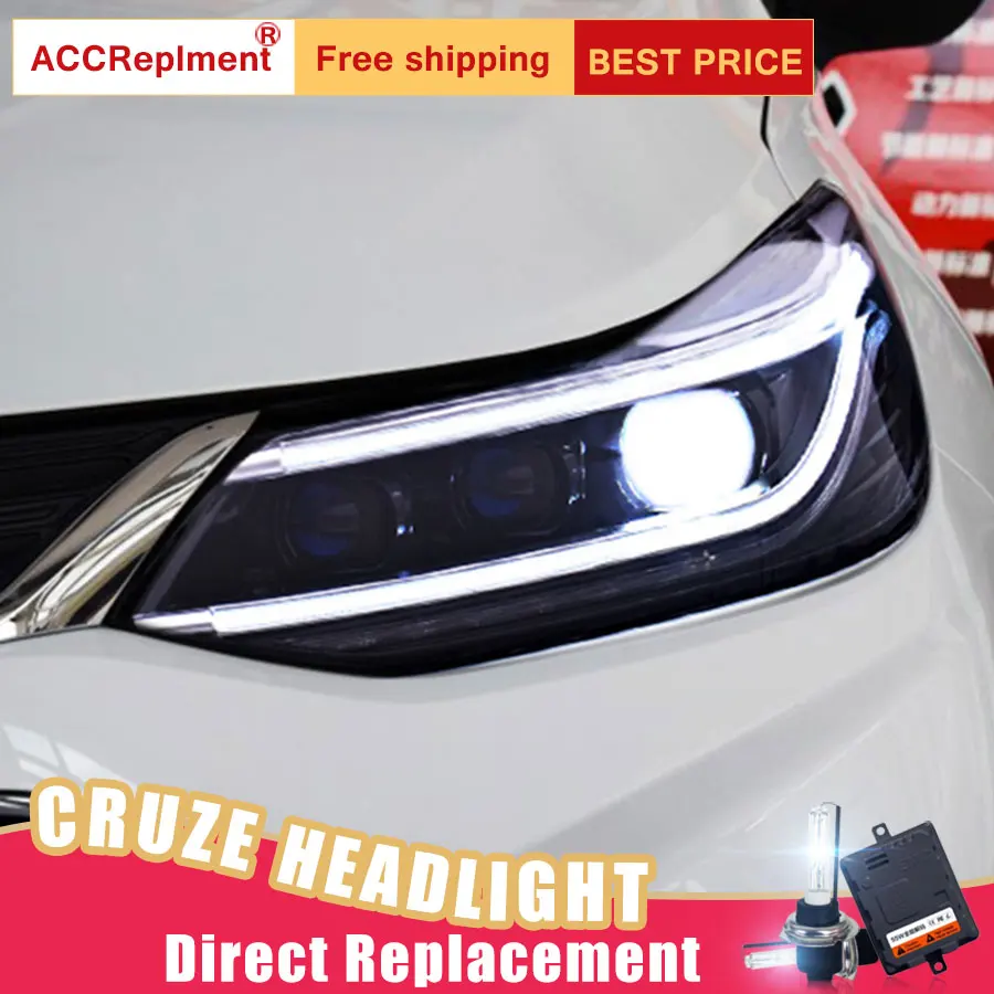 Светодиодные фары 2 шт. для chevрол Cruze 2018 светодиодный Автомобильные ангельские