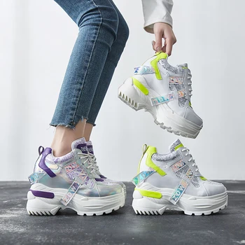 

SWYIVY Hided Increased Causal Shoes Women Sneakers 2019 New White Sneakers Platform Wedges Shoes For Women Autumn Ladies Shoe
