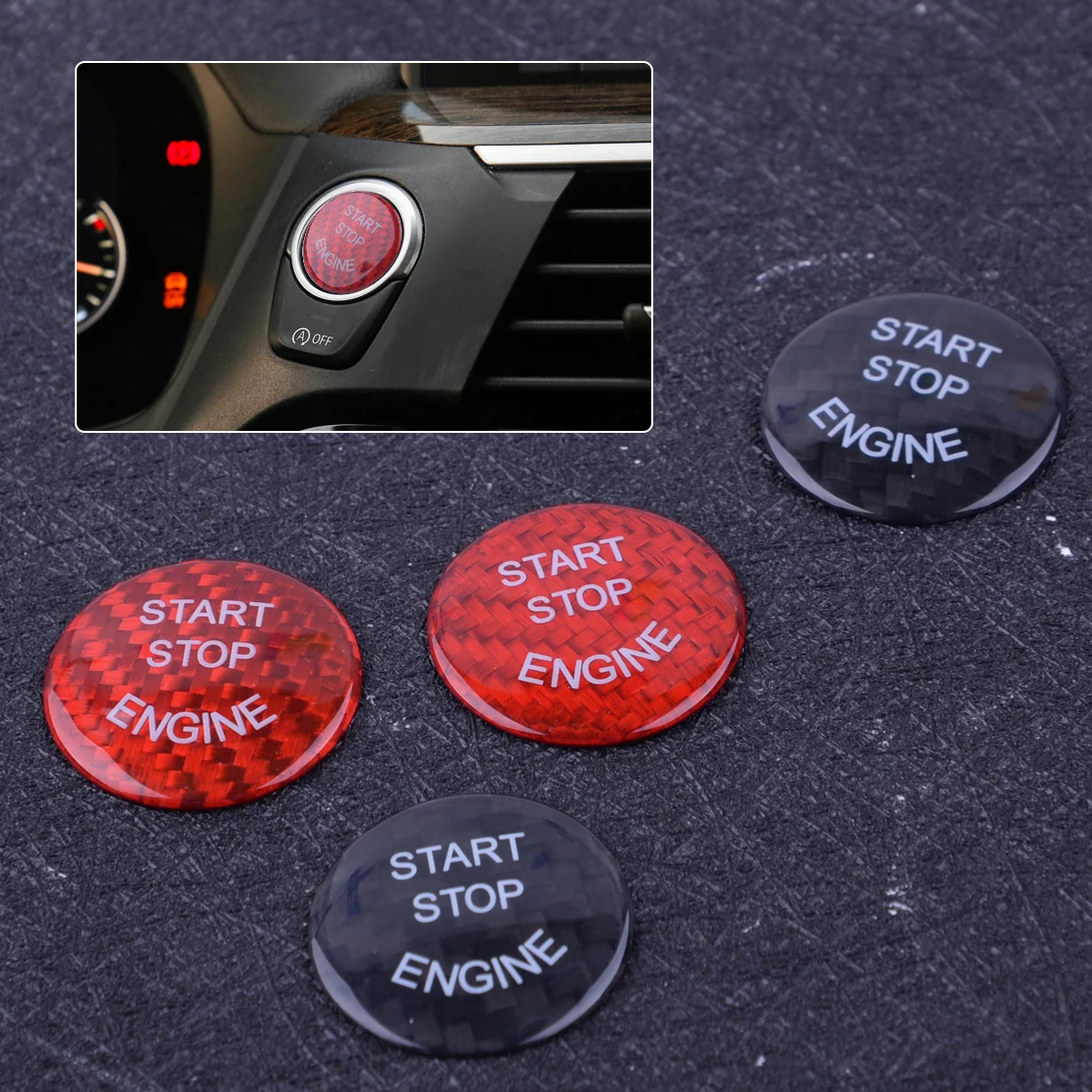 

CITALL New Car Engine Start Stop Ignition Switch Button Sticker Cover Carbon Fiber Trim Accessories Fit For BMW E F Series