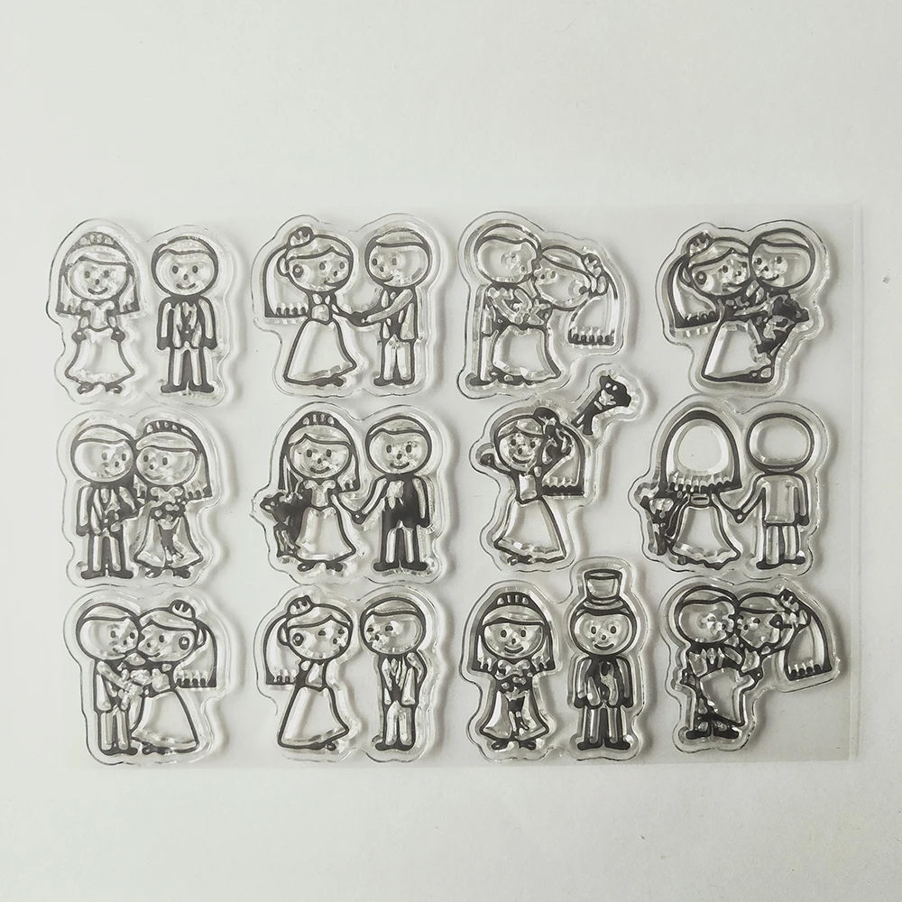

Wedding Silicone Clear Stamps 11*16cm Bride Groom Transparent Rubber Stamps for Invitations Photo Album Scrapbooking Paper Cards
