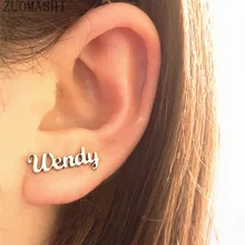 1 пара из нержавеющей стали, персонализированные серьги-гвоздики с именами, серьги с именами на заказ для женщин, девушек, подружки невесты, подарок Oorbellen Brincos