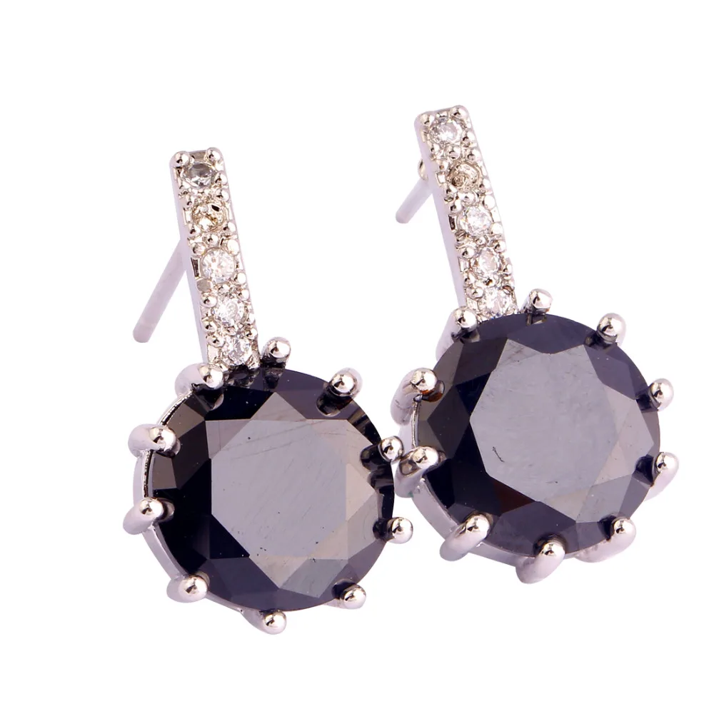 Lingmei Multicolor Gems Purple Multicolor CZ Silver plated Earrings