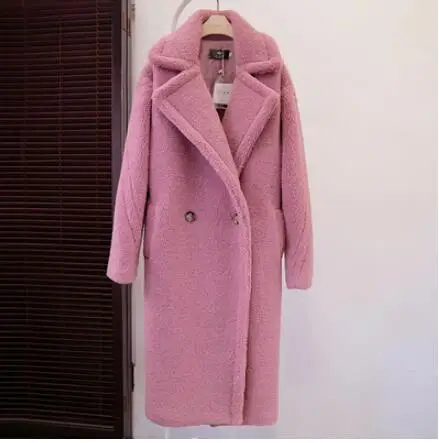 Зимнее женское толстое теплое плюшевое пальто, женские уличные большие плюшевые куртки и пальто, Дамское пальто из овечьей шерсти, пальто из искусственного меха - Цвет: Pink