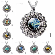 Lace-set Round Necklace Full Moon Necklace Nebula Pendant Solar System Glass Cabochon Galaxy Space Astronomy Planet Pendant Lace-set Round Necklace Full Moon Necklace Nebula Pendant Solar System Glass Cabochon Galaxy Space Astronomy Planet Pendant