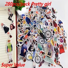 Adesivos kawaii auto-feito para meninas, adesivos decorativos bonitos para scrapbooking/caderno, artesanato diy, 280 peças álbuns de fotos