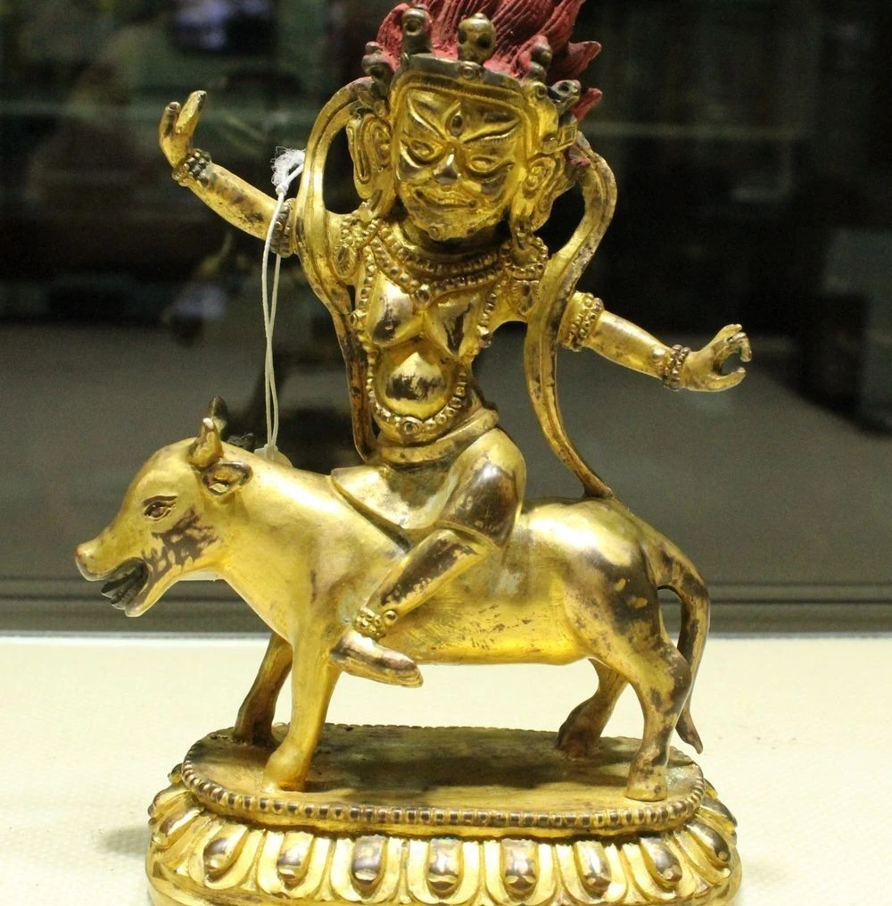 

Old Tibet Buddhism Temple Pure Bronze 24K Gold Seat Animal Buddha Kwan-Yin