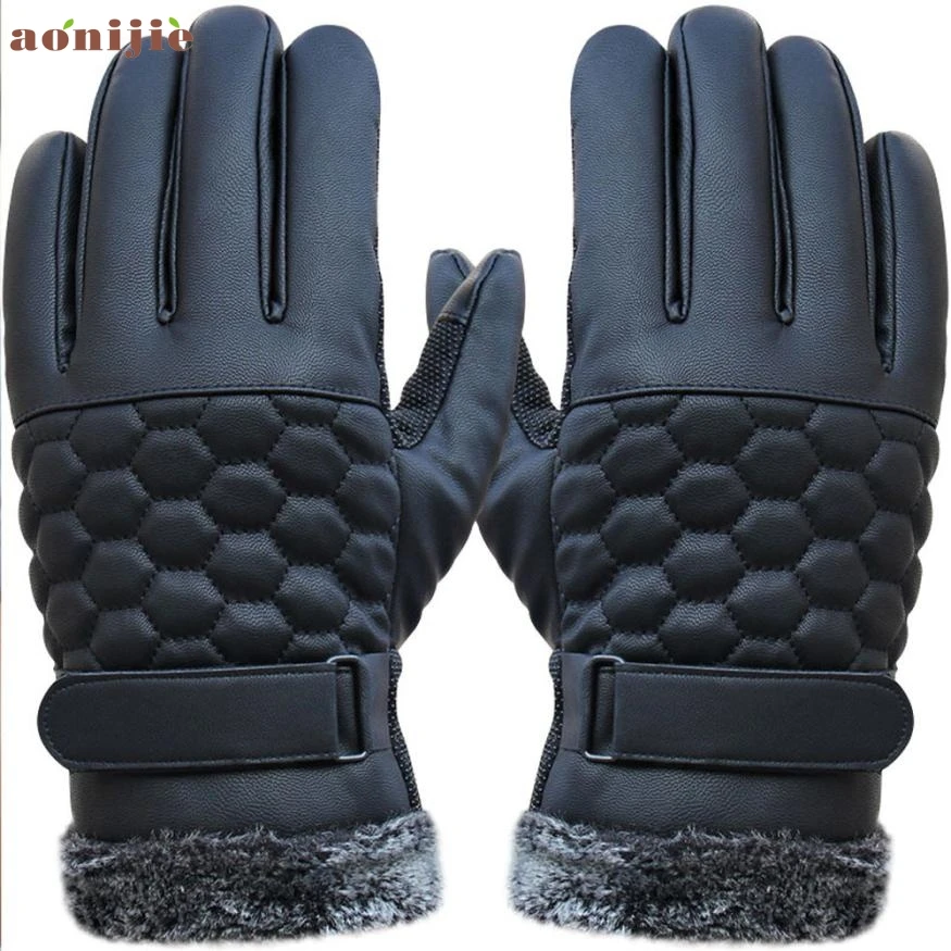 

2017 New Artificial Leather Anti Slip Skiing Gloves Snowboard Gloves Snowmobile Motorcycle Riding Mens Winter Snow Gloves Dec29