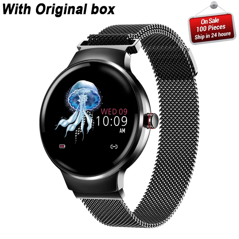 H5 женские Смарт-часы с монитором сердечного ритма, умные часы, спортивные фитнес-трекер IP67, водонепроницаемые женские часы для девочек на Android и IOS - Цвет: Черный