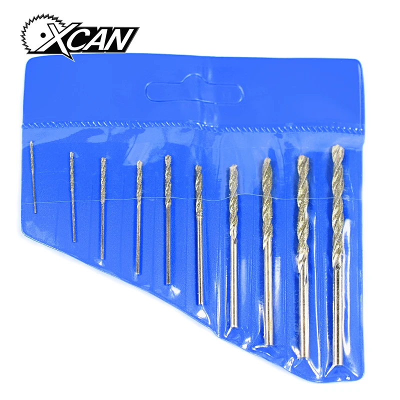 Goedkoop XCAN 10 stks 0.8 4.0mm Diamant Boor Twist Boor Kit Diamond Getipt Hole Boor voor Glas tegel Steen