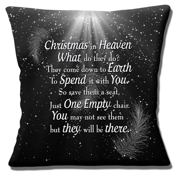 

Christmas Xmas Gift Christmas in Heaven Quote Cushion Cover Christmas in Heaven What Do They Do Throw Pillow Case Xmas Decor 18"