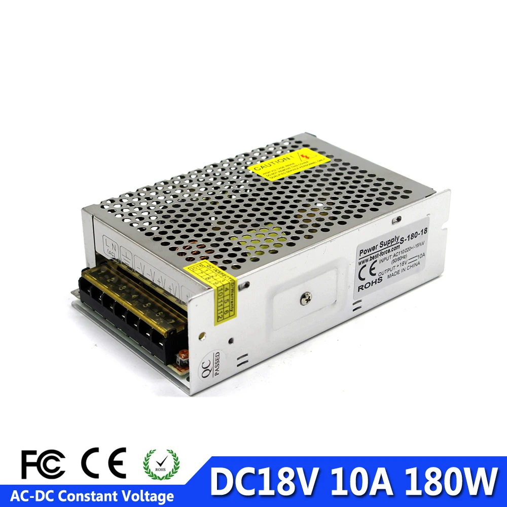 

Regulated Switching Power Supply 18V 10A 180W Converter Transformer 110V 220V AC To DC18V SMPS For CNC DC Printer Stepper Motor