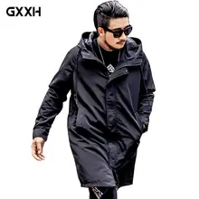 Большой размер 5XL 6XL мужской длинный плащ осенняя куртка мужская повседневная черная парка с капюшоном ветровка куртка-бомбер для колледжа